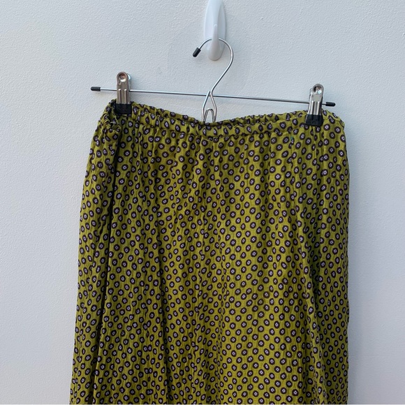 Anokhi for East Women's Size 14 Silk Maxi Skirt Green Pattern Eastern Crinkle - Picture 2 of 10